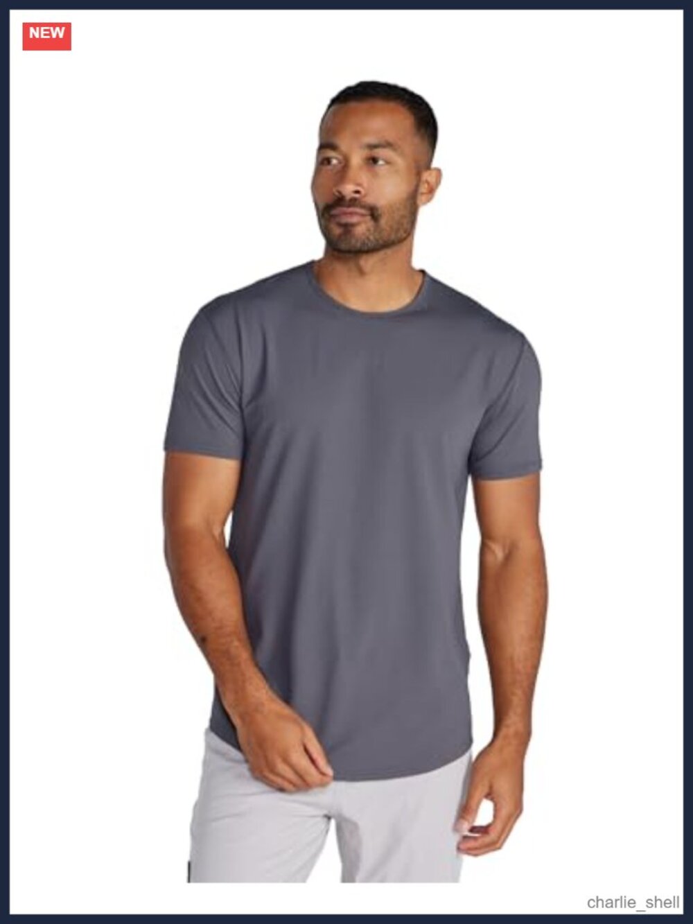 Men's Active Drop-Cut Short Sleeve T-Shirt Slim Fit Moisture-Wicking Tee